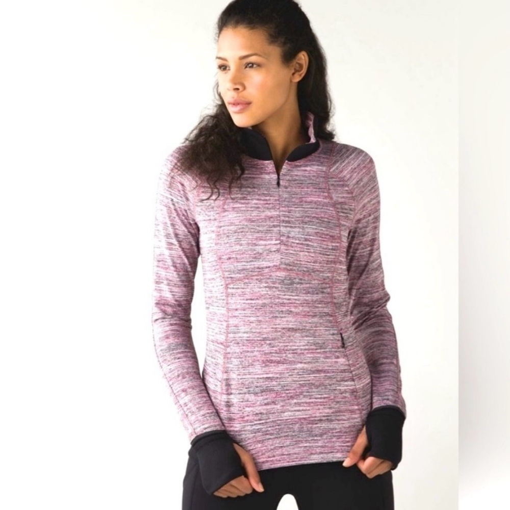 LULULEMON RUNDERFUL PULLOVER IN SPACE DYE BERRY ~ LIKE NEW